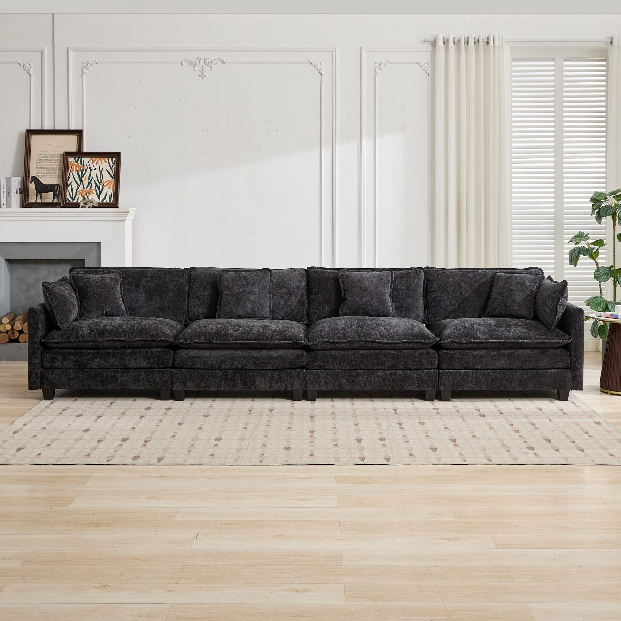 Cloud Sofa 4 Seats Ottoman Is Not Included Comfy Double Layer Upholstered Seat Cushion Breathable Chenille Fabric