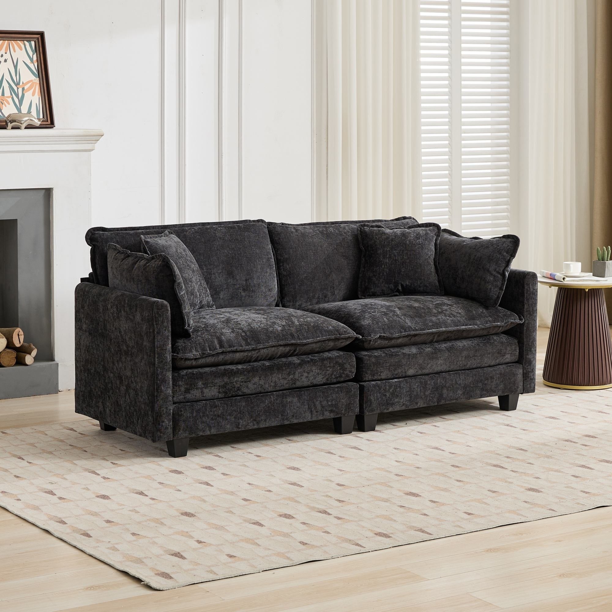 Cloud Sofa Loveseat Ottoman Is Not Included Modern Sectional Couch Comfy Double Layer Upholstered Seat Cushion