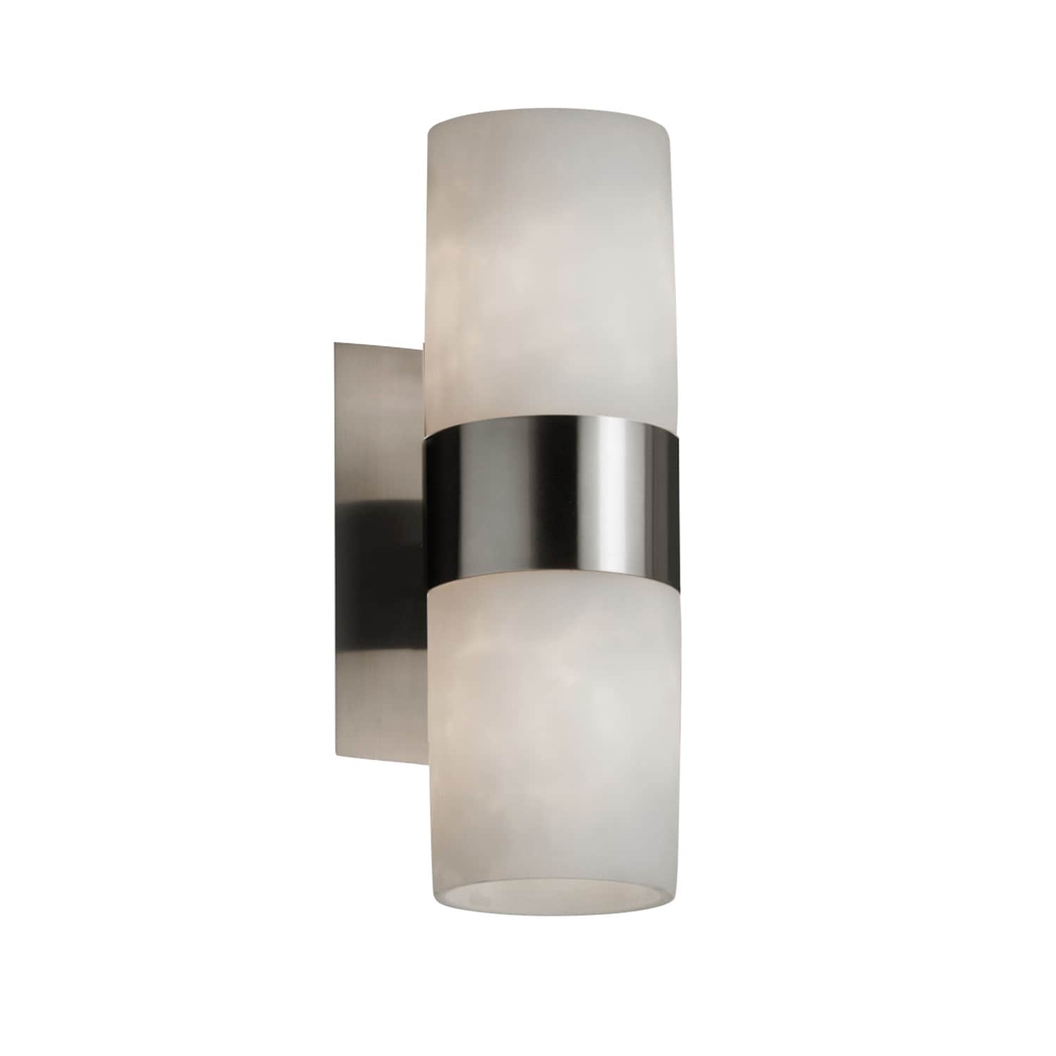 Clouds Dakota 2 Light Up Downlight Brushed Nickel Wall Sconce Clouds Cylinder W Flat Rim Shade