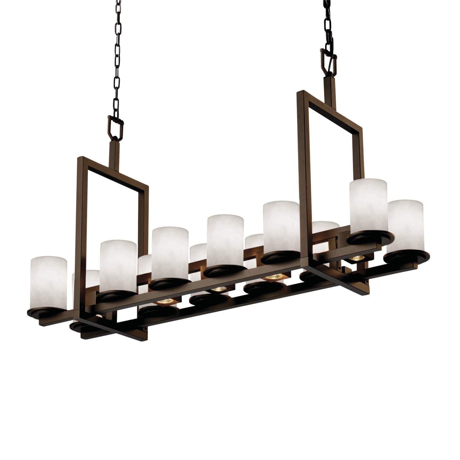 Clouds Dakota Matte Dark Bronze Chandelier Short Clouds Cylinder W Flat Rim Shade