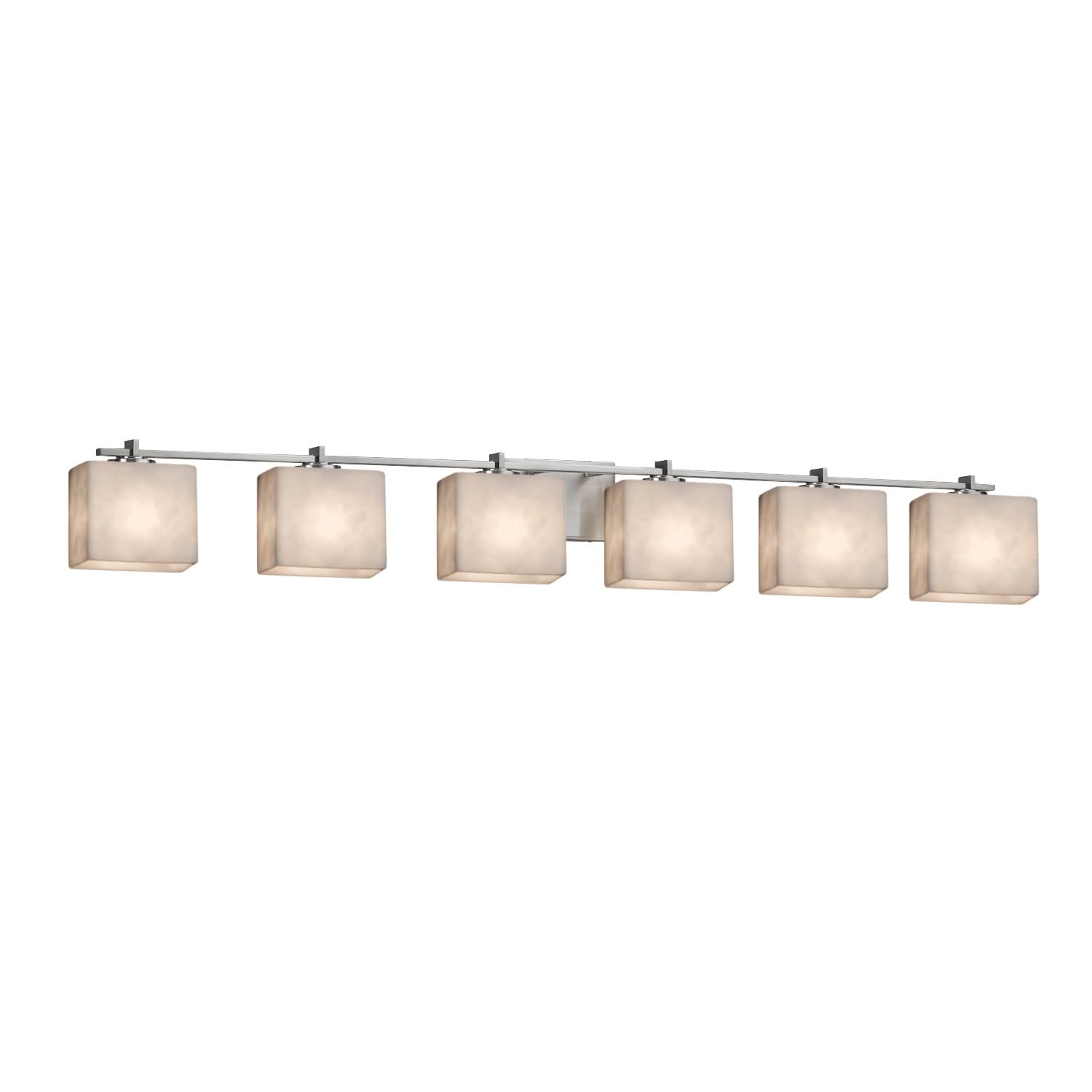 Clouds Era 6 Light Brushed Nickel Bath Bar Clouds Rectangle Shade
