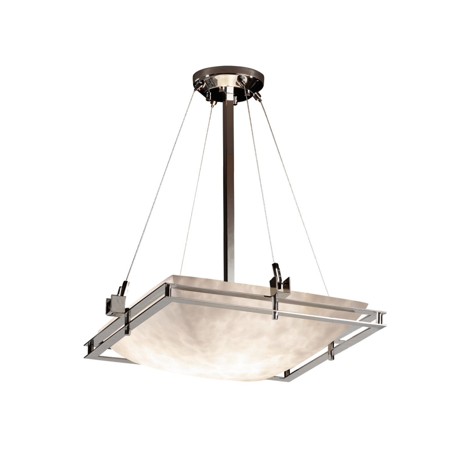 Clouds Metropolis 18 Inch Brushed Nickel Square Pendant Bowl Clouds Shade