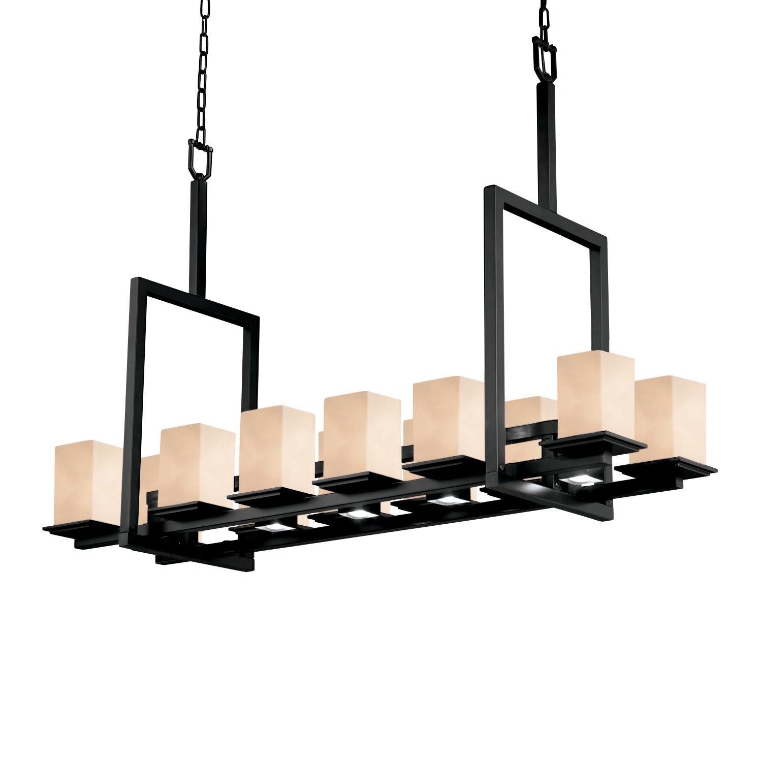 Clouds Montana Matte Black Bridge Chandelier Tall Clouds Square W Flat Rim Shade