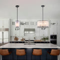 Cloudy White Glass Black Pendant Lighting Modern For Kitchen Island