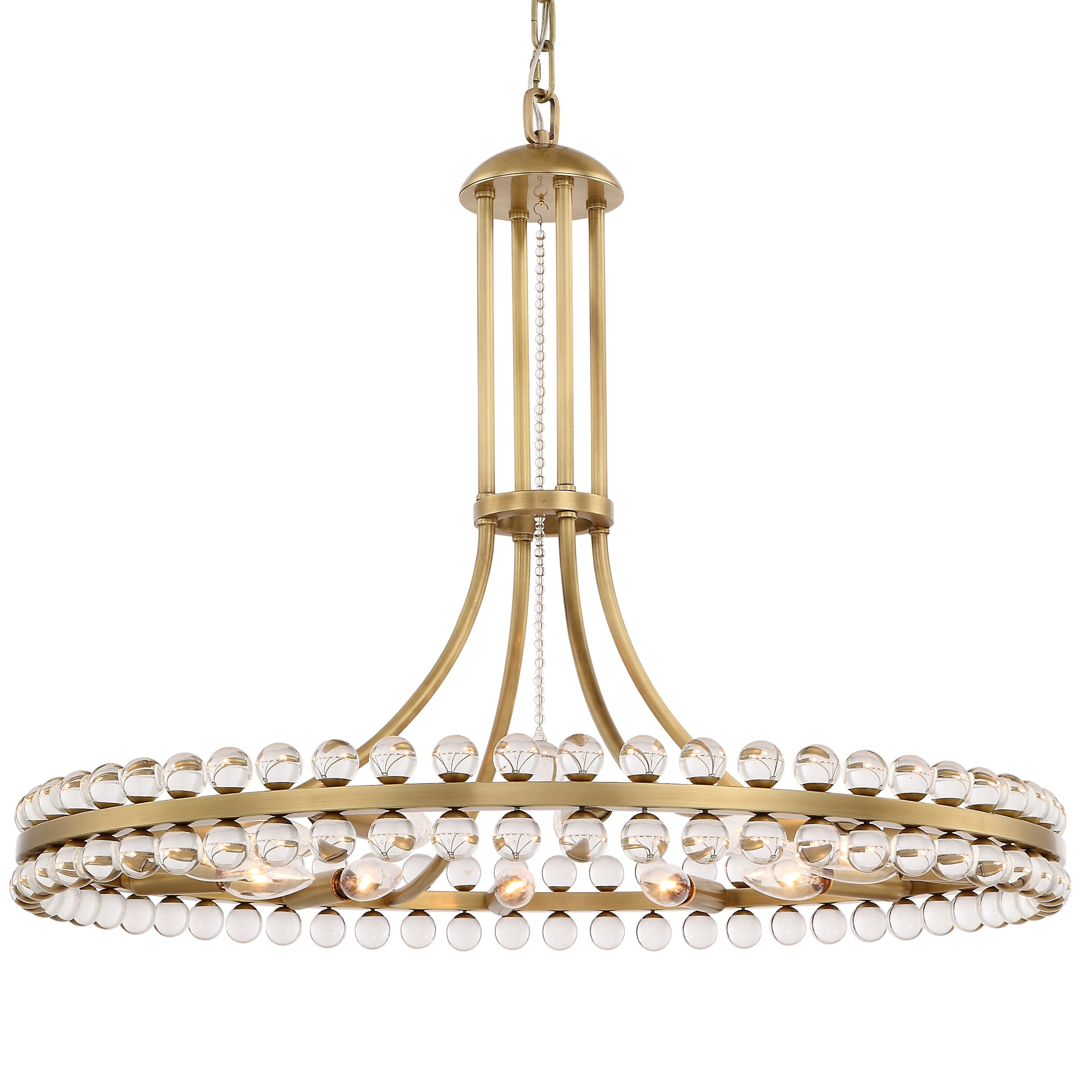 Crystorama Clover Collection 12 Light Aged Brass Chandelier