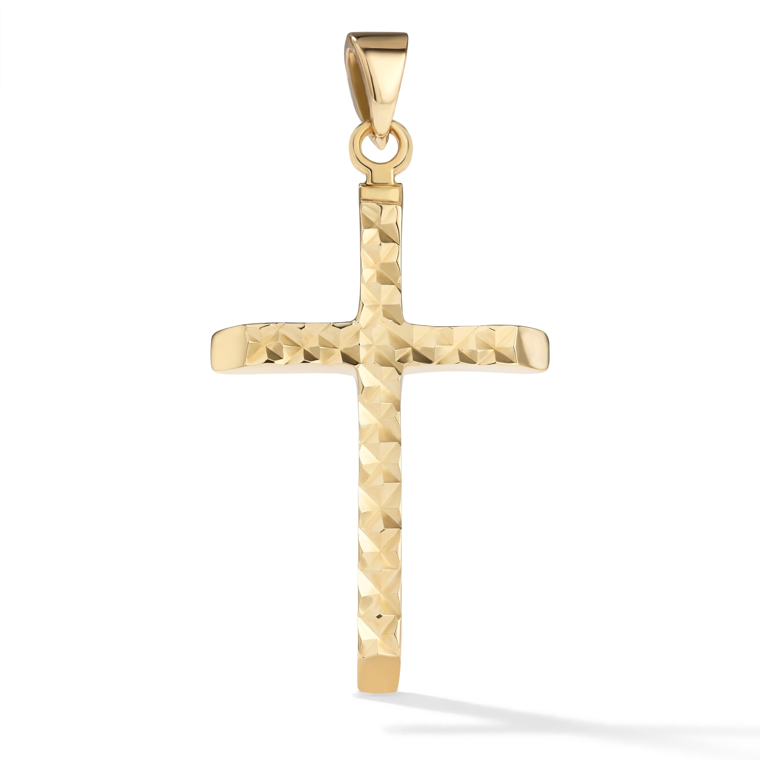 Clover 14K Gold Diamond Cut Cross Pendant