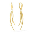 Clover 14K Gold Diamond Cut Curved Drop Earrings Yellow Gold Or Two Tone