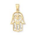 Clover 14K Gold Two Tone Hamsa Hand Pendant