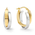 Clover 14K Two Tone Gold High Polish Double Hoop Earrings