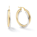 Clover 14K Two Tone Gold High Polish Twisted Hoop Earrings