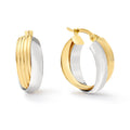 Clover 14K Two Tone Gold Ribbed Hoop Earrings
