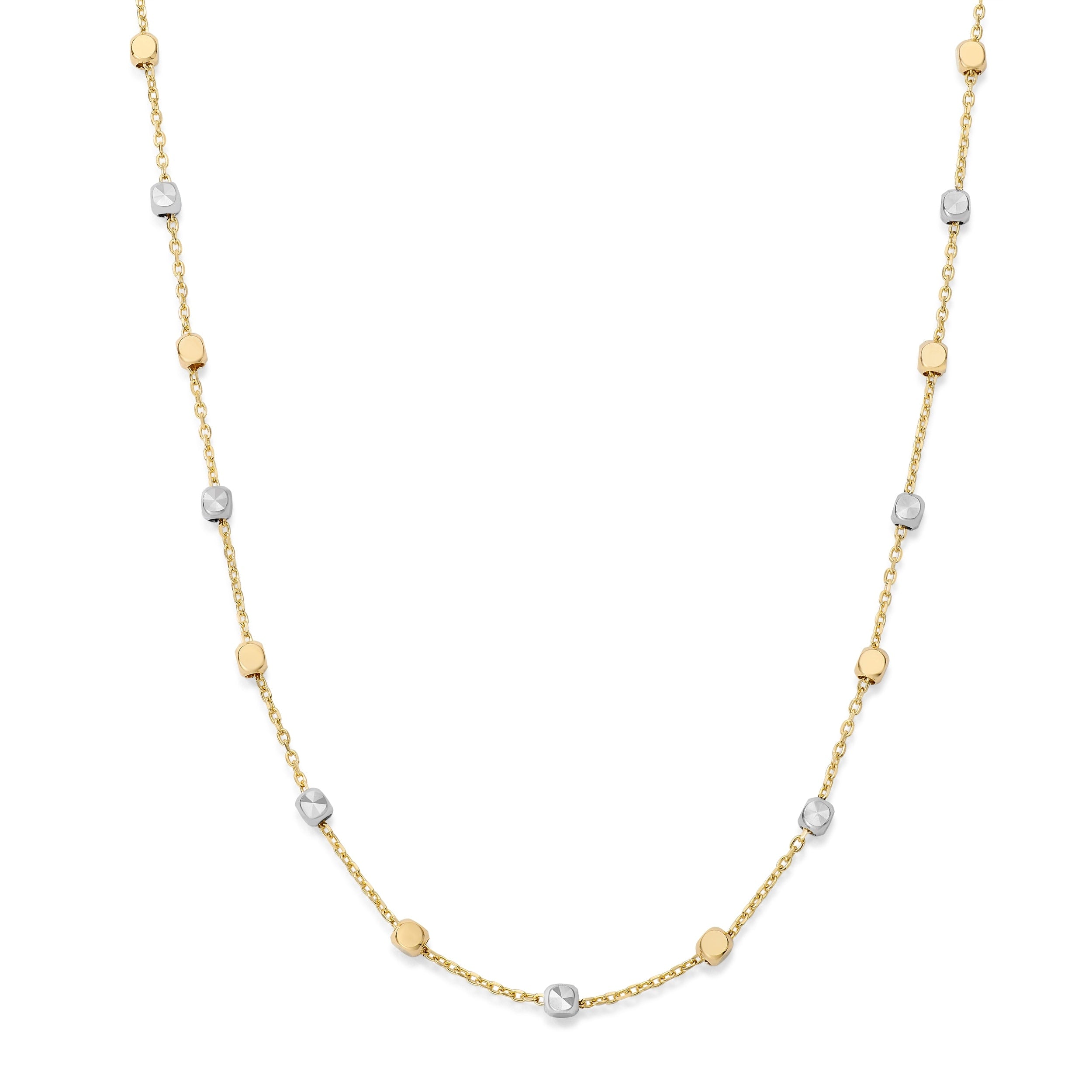 Clover 14K Two Tone Gold Station Necklace Adjustable 16 18