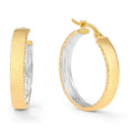 Clover 14K Two Tone High Polish Diamond Cut Hoop Earrings