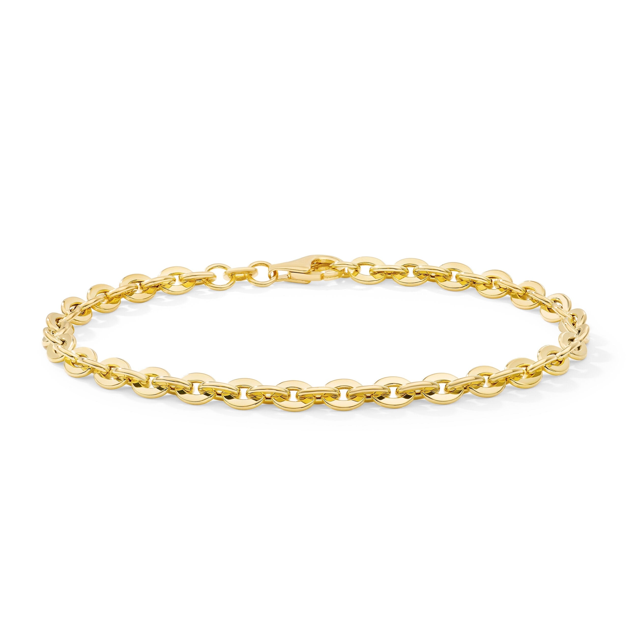 Clover 14K Yellow Gold Alternating Oval Link Bracelet 7.5