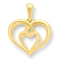 Clover 14K Yellow Gold Diamond Cut Double Heart Pendant