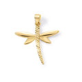 Clover 14K Yellow Gold Diamond Cut Dragonfly Pendant