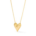 Clover 14K Yellow Gold Diamond Cut Heart Pendant Necklace