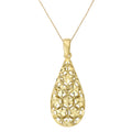 Clover 14K Yellow Gold Diamond Cut Openwork Teardrop Pendant