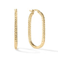 Clover 14K Yellow Gold Diamond Cut Oval Hoop Earrings