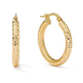 Clover 14K Yellow Gold Diamond Cut Round Hoop Earrings 3Mm 16Mm 36Mm