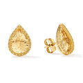 Clover 14K Yellow Gold Diamond Cut Starburst Teardrop Stud Earrings
