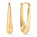 Clover 14K Yellow Gold Graduated Hoop Earrings High Polish Or Diamond Cut
