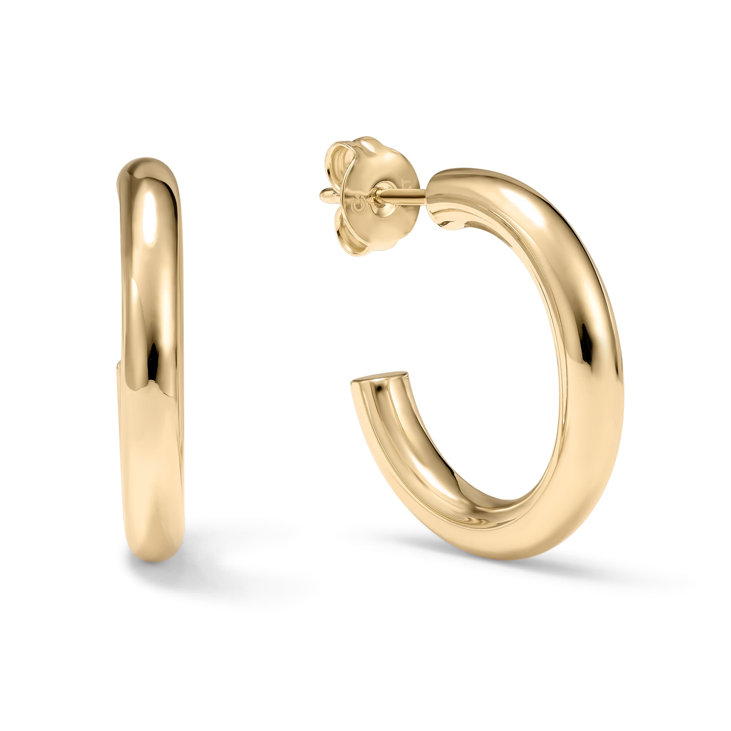 Clover 14K Yellow Gold High Polish Classic Hoop Stud Earrings