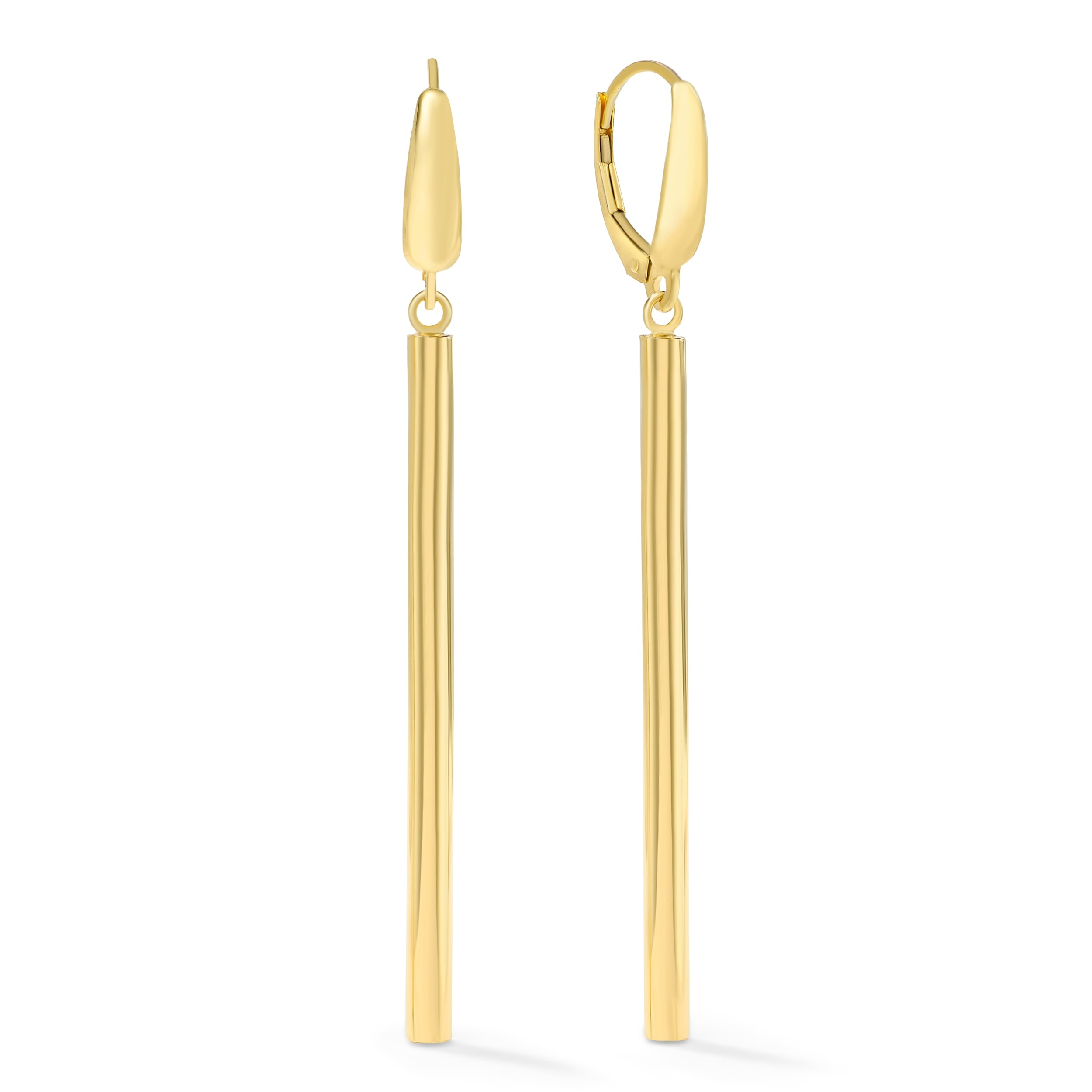 Clover 14K Yellow Gold High Polish Cylindrical Drop Earrings