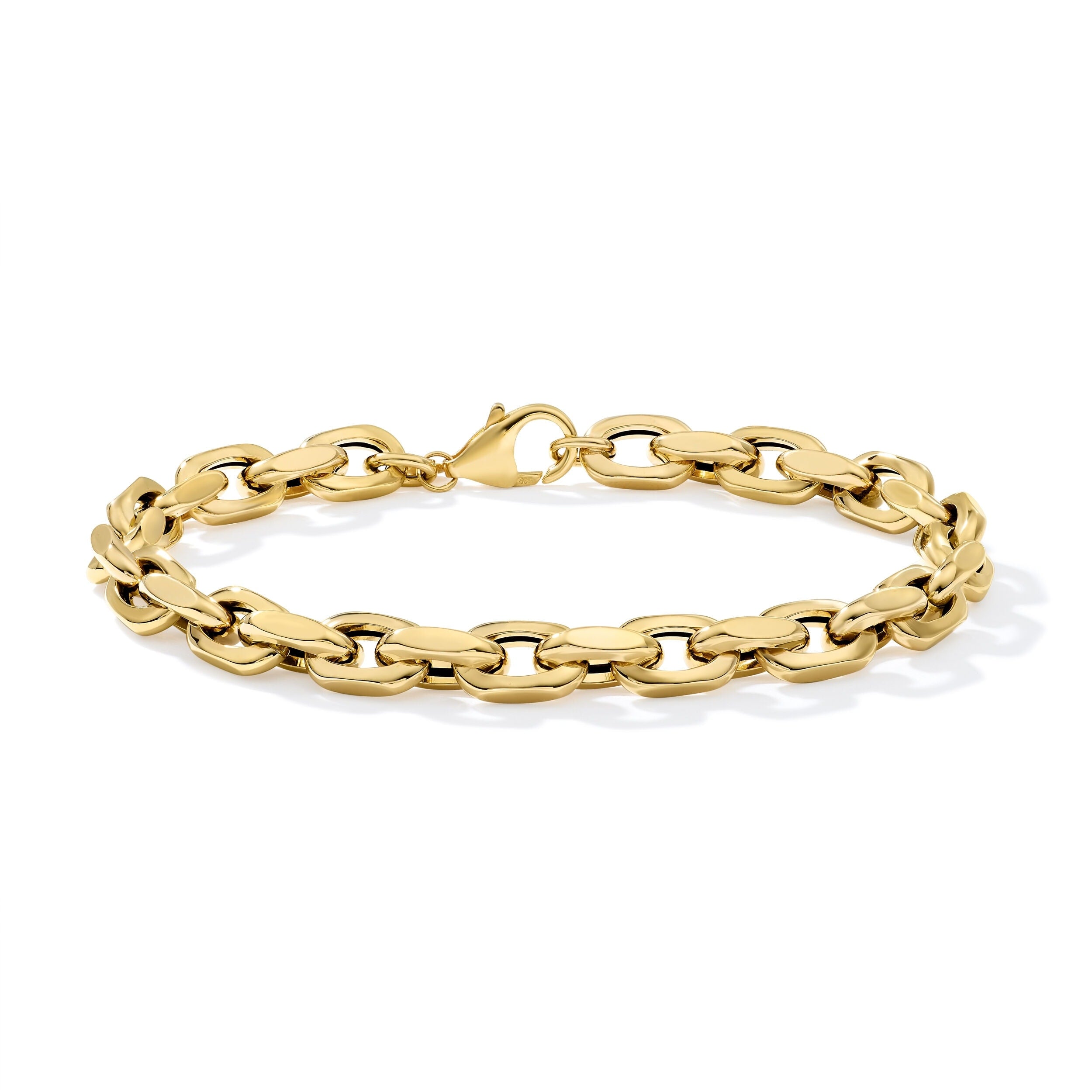 Clover 14K Yellow Gold High Polish Elongated Link Bracelet 7.75