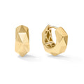Clover 14K Yellow Gold High Polish Faceted Huggie Hoop Earrings