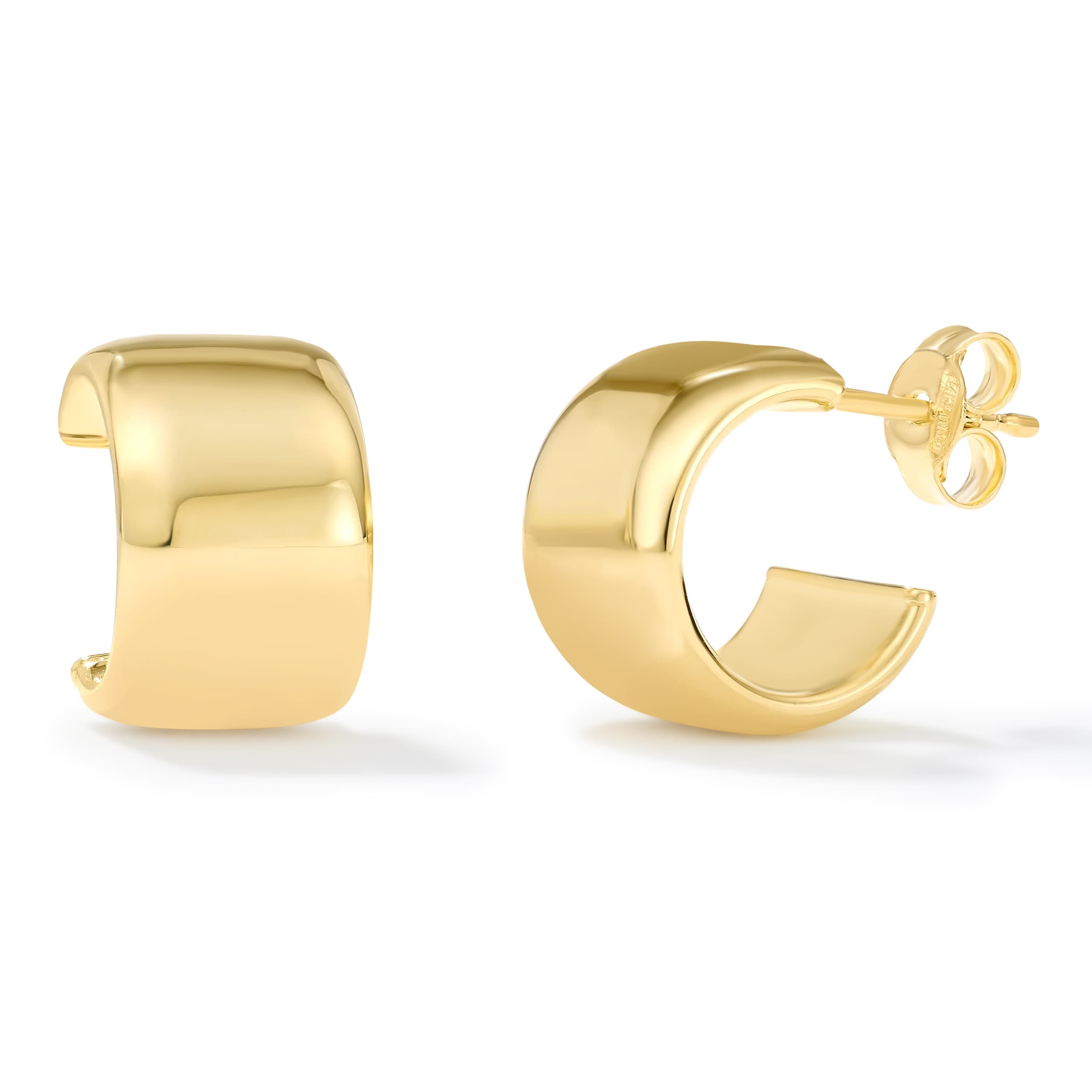 Clover 14K Yellow Gold High Polish Half Hoop Stud Earrings