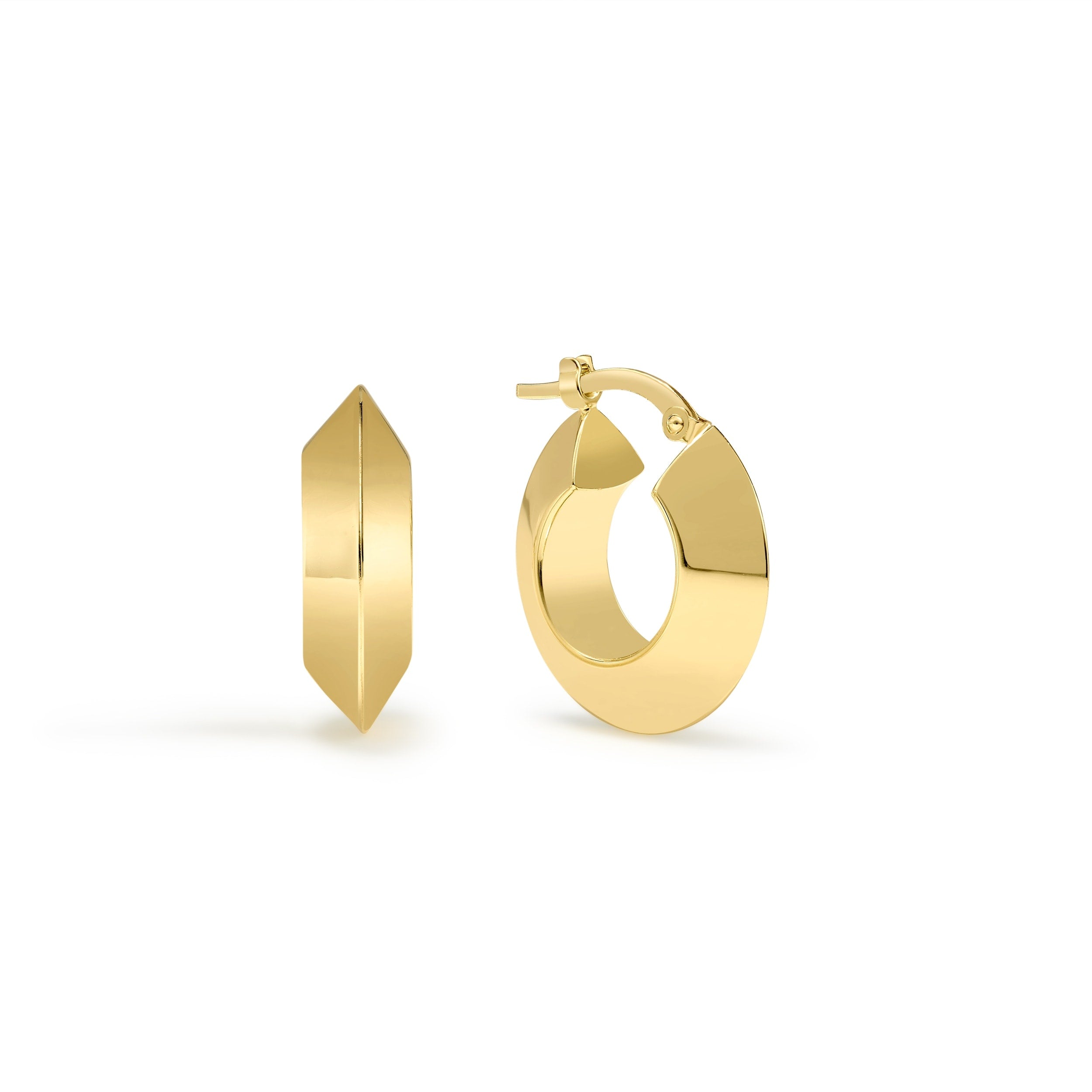 Clover 14K Yellow Gold High Polish Knife Edge Hoop Earrings