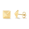 Clover 14K Yellow Gold High Polish Pyramid Square Stud Earrings