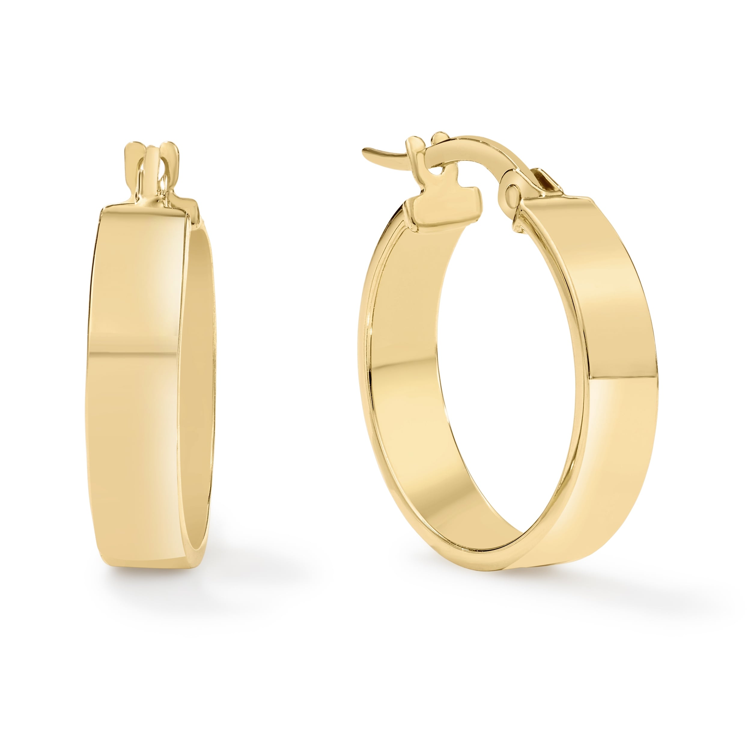 Clover 14K Yellow Gold High Polish Square Tube Hoop Earrings