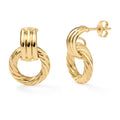 Clover 14K Yellow Gold High Polish Triple Row Twisted Circle Drop Stud Earrings