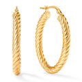 Clover 14K Yellow Gold High Polish Twisted Rope Hoop Earrings
