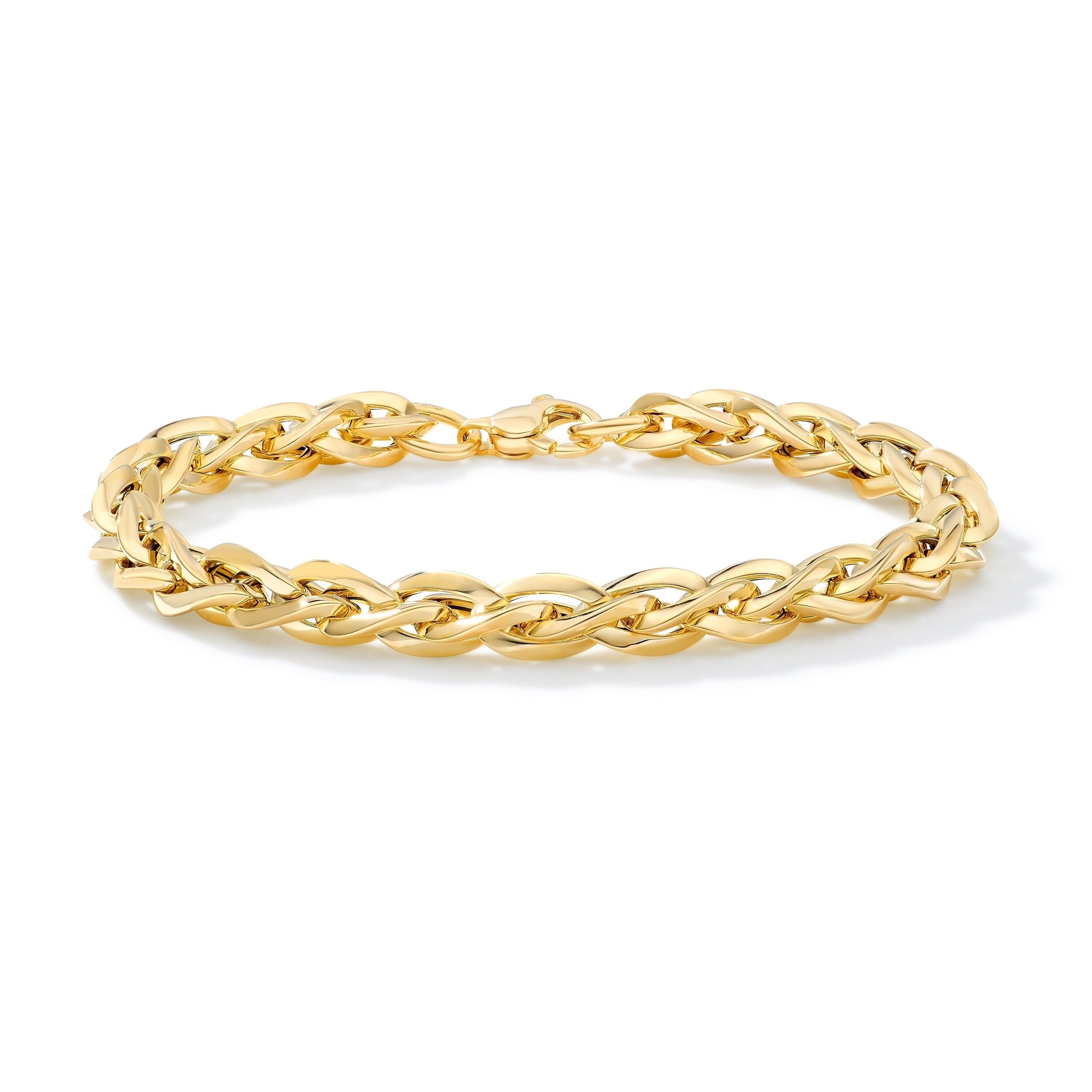 Clover 14K Yellow Gold Knife Edge Twisted Link Bracelet 7.5