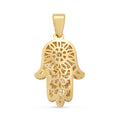 Clover 14K Yellow Gold Openwork Hamsa Pendant