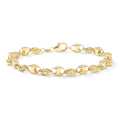 Clover 14K Yellow Gold Puffed Mariner Diamond Cut Marquise Link Bracelet 7.5