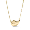 Clover 14K Yellow Gold Sculpted Teardrop Pendant Necklace Adjustable 16 18