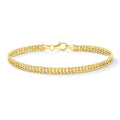 Clover 14K Yellow Gold Two Tone Diamond Cut Curb Link Bracelet 7.5