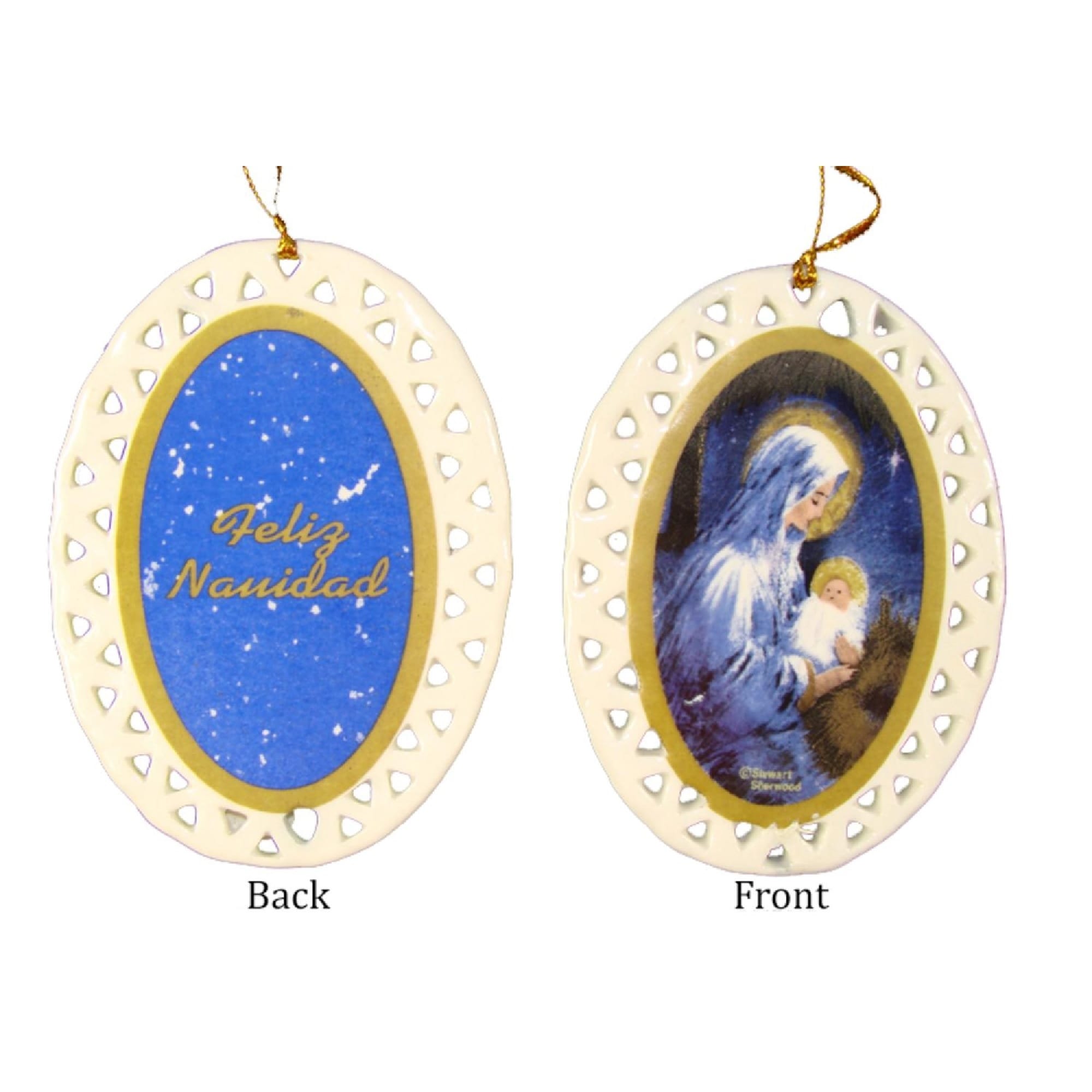Club Pack Of 192 Porcelain Holy Mary And Jesus Christmas Ornaments 3.75