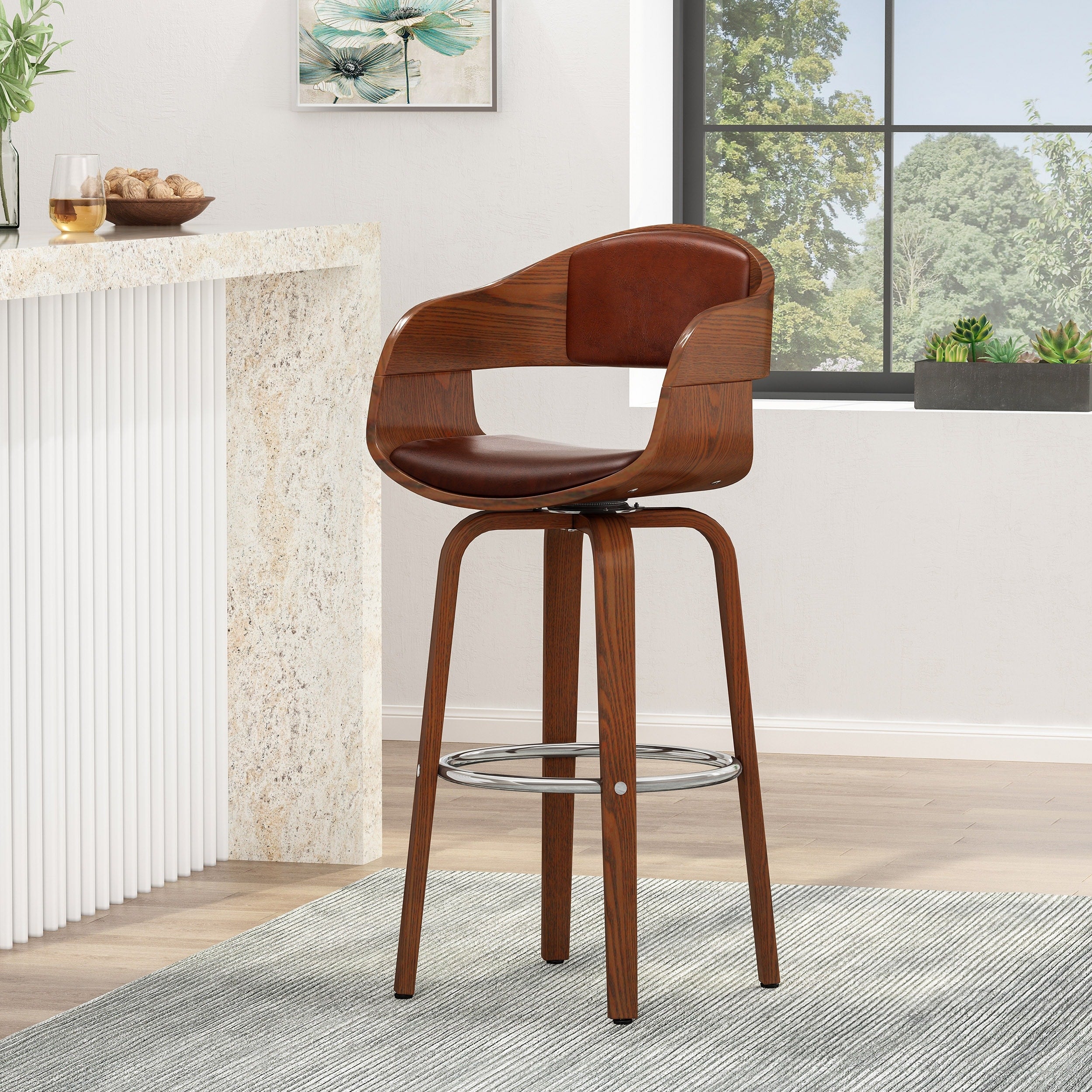 Clyo Indoor Upholstered Swivel Barstool By Christopher Knight Home
