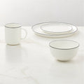 Contact White Ceramic Salad Plate Black Rim