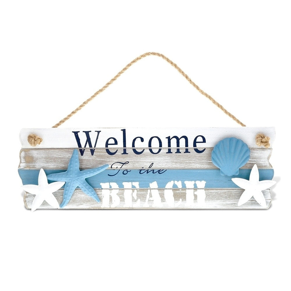 Cota Global Aqua Sky Welcome To The Beach Sign Wall Accent Nautical D Cor Item 9176
