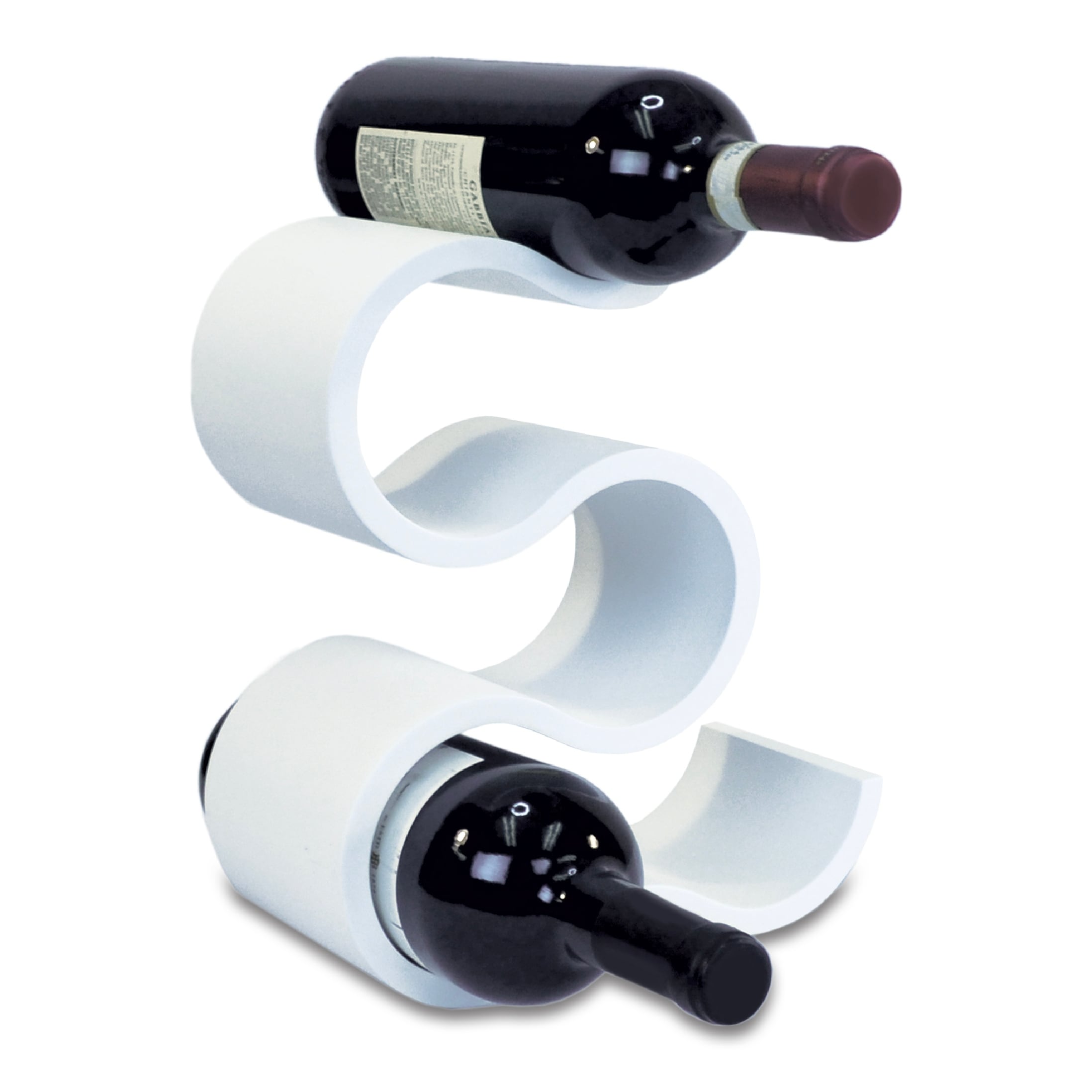 Puzzled White Wood Contemporary 5 Bottle Infinity Wine Rack