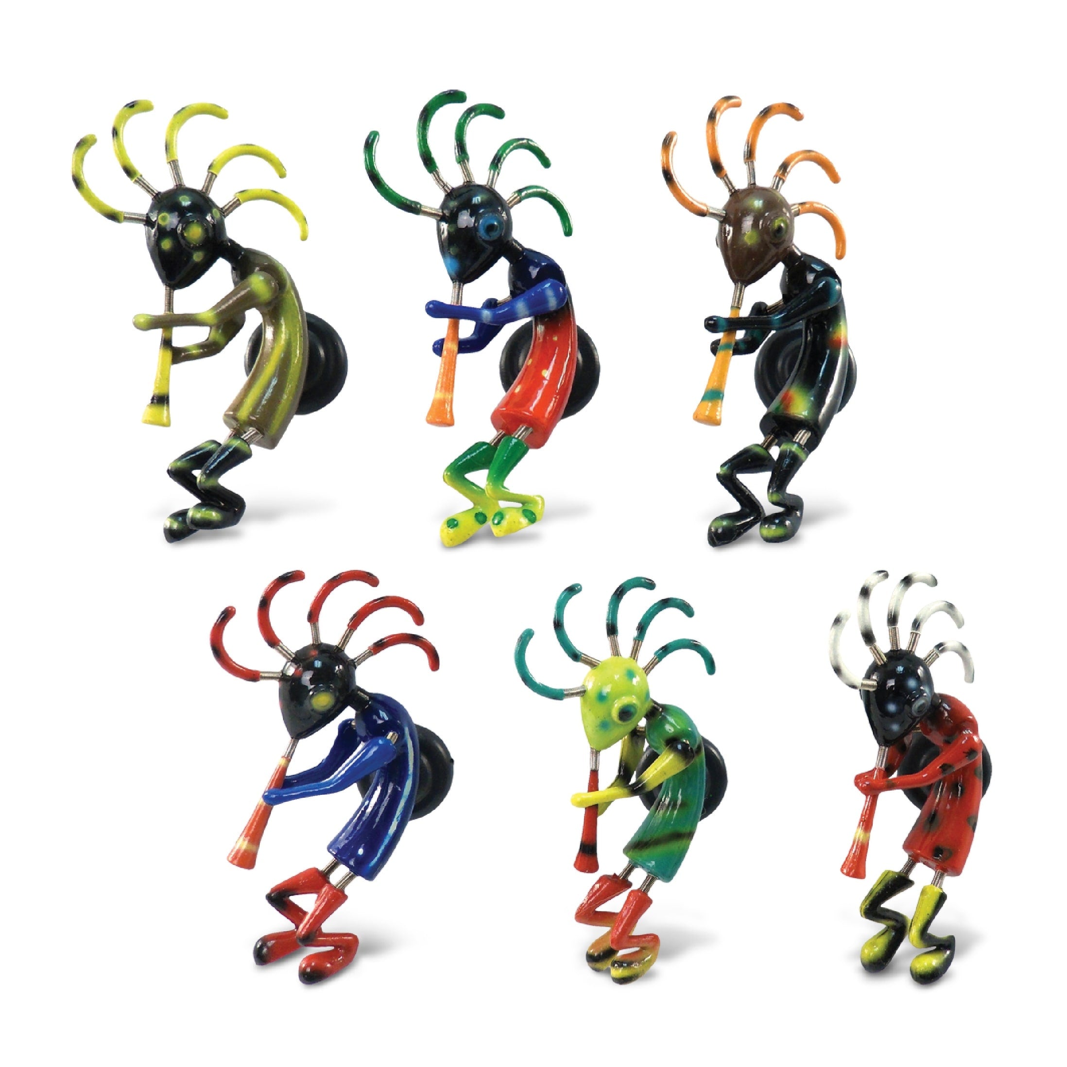 Puzzled Multicolor Plastic Kokopelli Bobble Magnets