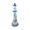 Nautical Decor Light Blue Striped Lighthouse With Crab