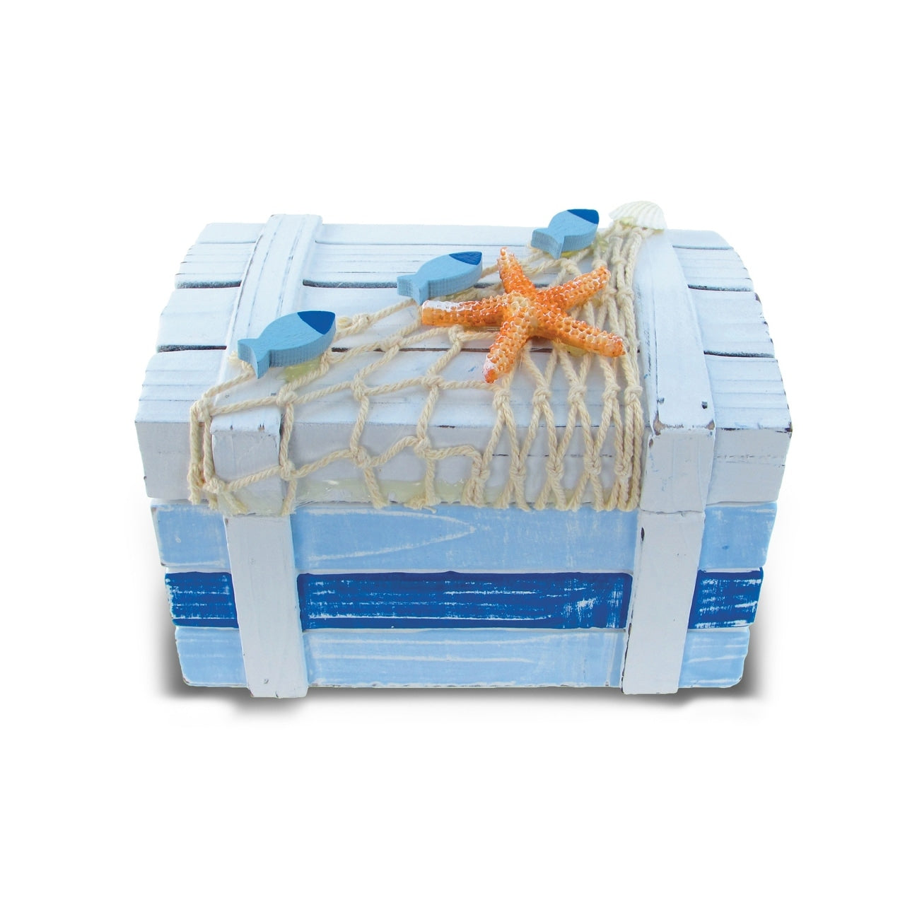 Light Blue Stripes Large Nautical Decor Treasure Box