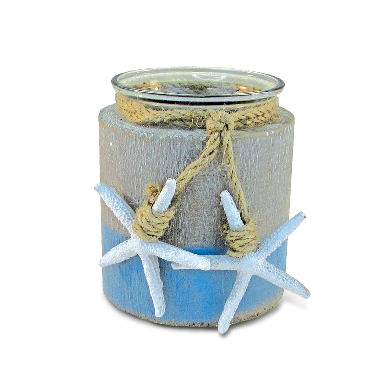 Puzzled Ocean Breeze Plastic Nautical Pillar Candleholder